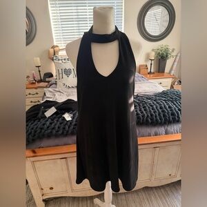 Olivaceous Black Halter Dress